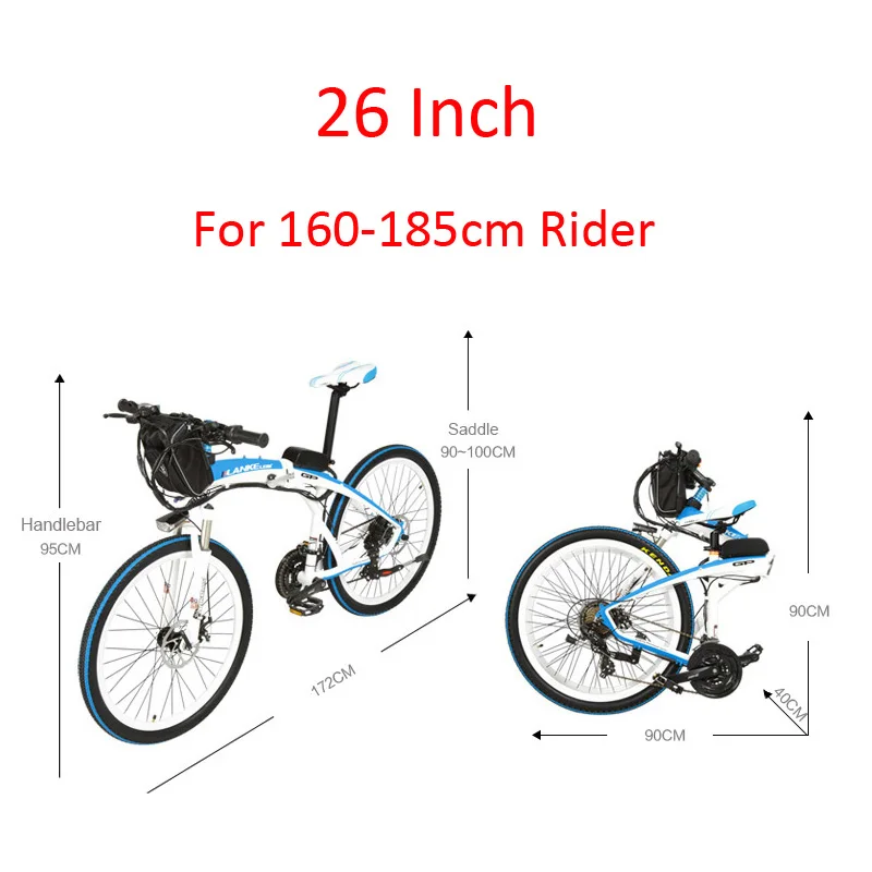 New, Lankeleisi Electric Bicycle, 26 inch Folding Bike, 48V 240W Mountain Bike, Disc Brake, Fast-folding