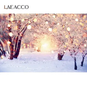 

Laeacco Winter Heavy Snow Tree Polka Dots Festivals Home Decor Scenic Photographic Background Photo Backdrop For Photo Studio
