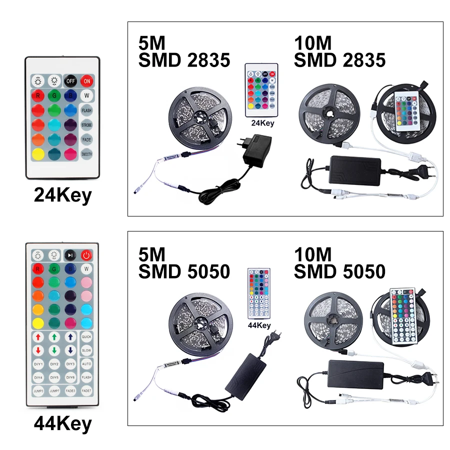 Goodland Светодиодные ленты 12V Светодиодная лента световой полосы RGB ленты SMD 5050 2835 гибкая лента 5 м 10 м Диодная лента с дистанционным управлением Подсветка для ТВ