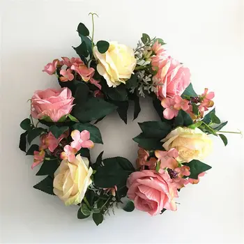 

Artificial Flowers Rose rose Wreath Spring Wreath Outdoor for Front Door 517E