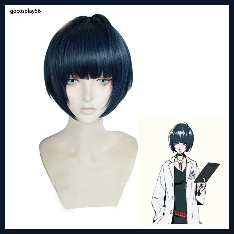Женский короткий парик Persona 5 Takemi Tae синий черный смешанный цвет для косплея