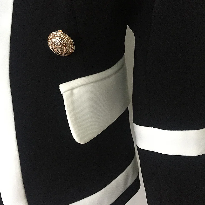 Модный Блейзер Женский Белый Черный лоскутный двубортный тонкий Jaqueta Esporte женский костюм Женский блейзер feminino