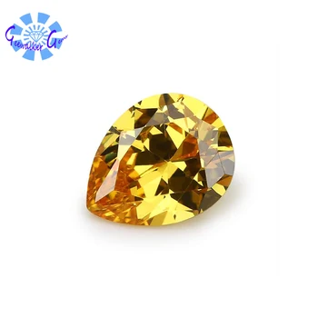 

High quality gemstones, AAA,Gold color Pear shape Cubic Zirconia ,for jewelry making(1pcs)
