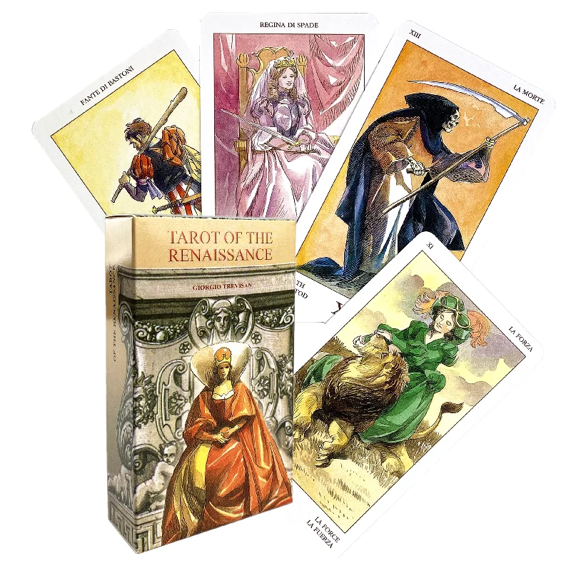 Tarot of the Renaissance Cards Deck With Five Languages For Beginners Divination 78 Card Full Color Card Game Board Toy Popular russian golden tarot deck for work with guide book prophet oracle cards divination fortune telling classic 78 cards 12x7cm