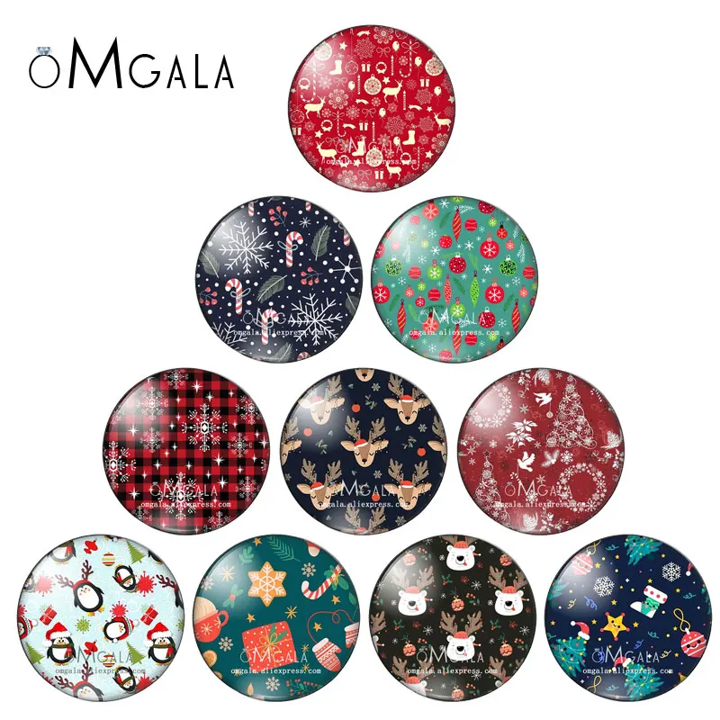 

Colorful Christmas Tree Snowflake Art Patterns 10/12/16/18/20/25mm Round photo glass cabochon demo flat back Making finding