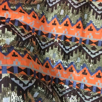 

GLace 1Y/Lot Triangular popular pattern sewing sequins fabric colourful glitter mesh for Evening dress accessories TX1593