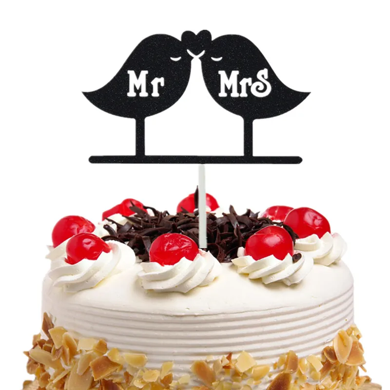 Свадебный торт Топпер любовь птицы Mr Mrs кексы флаги уникальный свадебный подарок