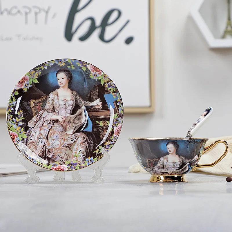 YeFine костяного фарфора кофейная чашка и блюдце набор продвинутый Королевский классический послеобеденный чай чашки керамические - Цвет: YF-1550K