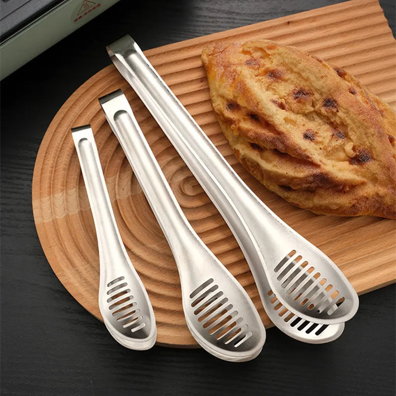 Food Tongs 3-Size Hollow Kitchen Barbecue Food Tongs Stainless Steel Meat Salad Clip Multifunctional Home Cooking Utensils Kitchenware