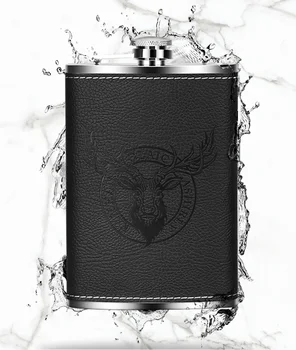 Petaca Retro de lujo ligera personalizada, frasco de Ron negro, frasco de Metal de la cadera, regalos personalizados para hombres, vasos ED50JH