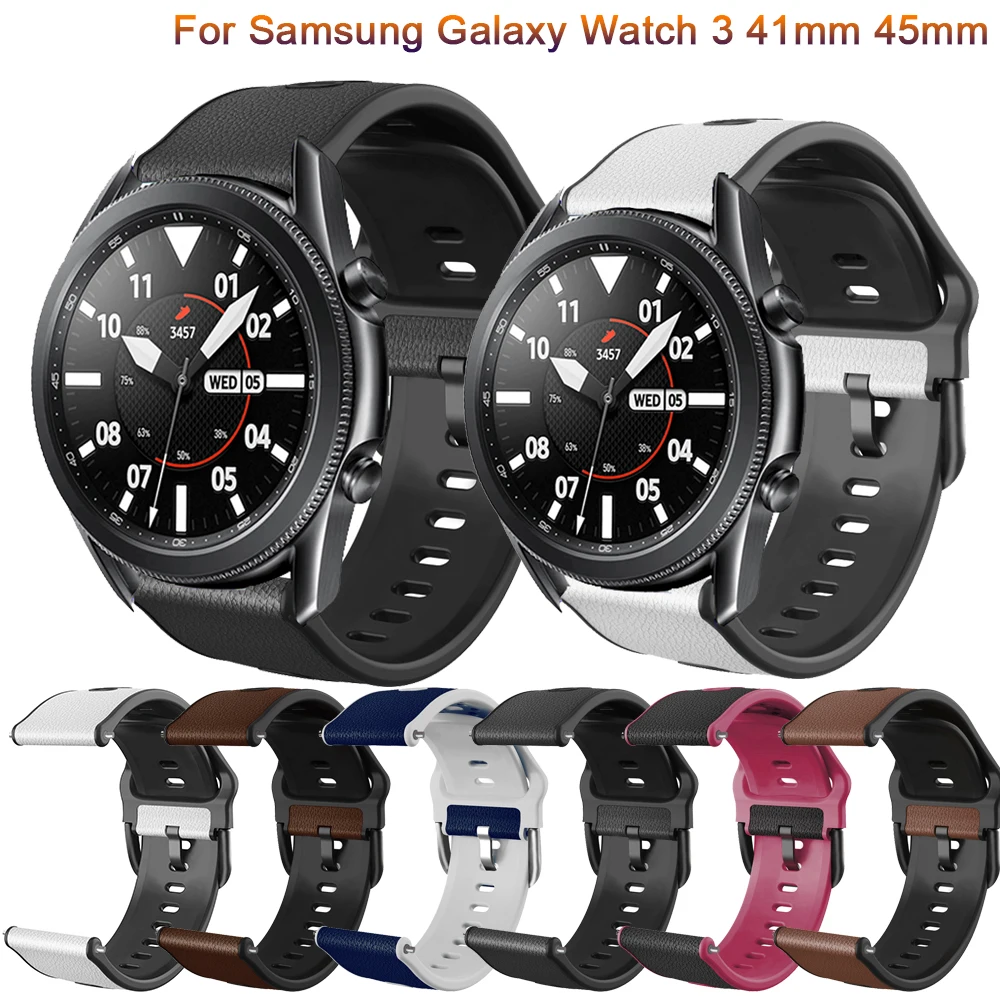 

22 20mm Leather Strap for Samsung Galaxy Watch 3 41 45mm Galaxy Watch 42mm Bracelet For Huawei Watch GT2 46mm Replacement Strap