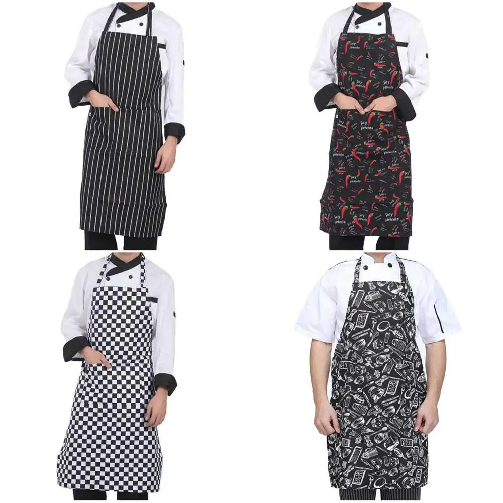 

Adjustable Half-length Adult Apron Hotel Restaurant Chef Waiter Apron Kitchen Cook Striped Apron With 2 Pockets