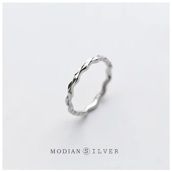 

Modian New Open Adjustable Sterling Silver 925 Ring for Women Fashion Geometric Wave Slim Ring for Women Fine Jewelry Gift