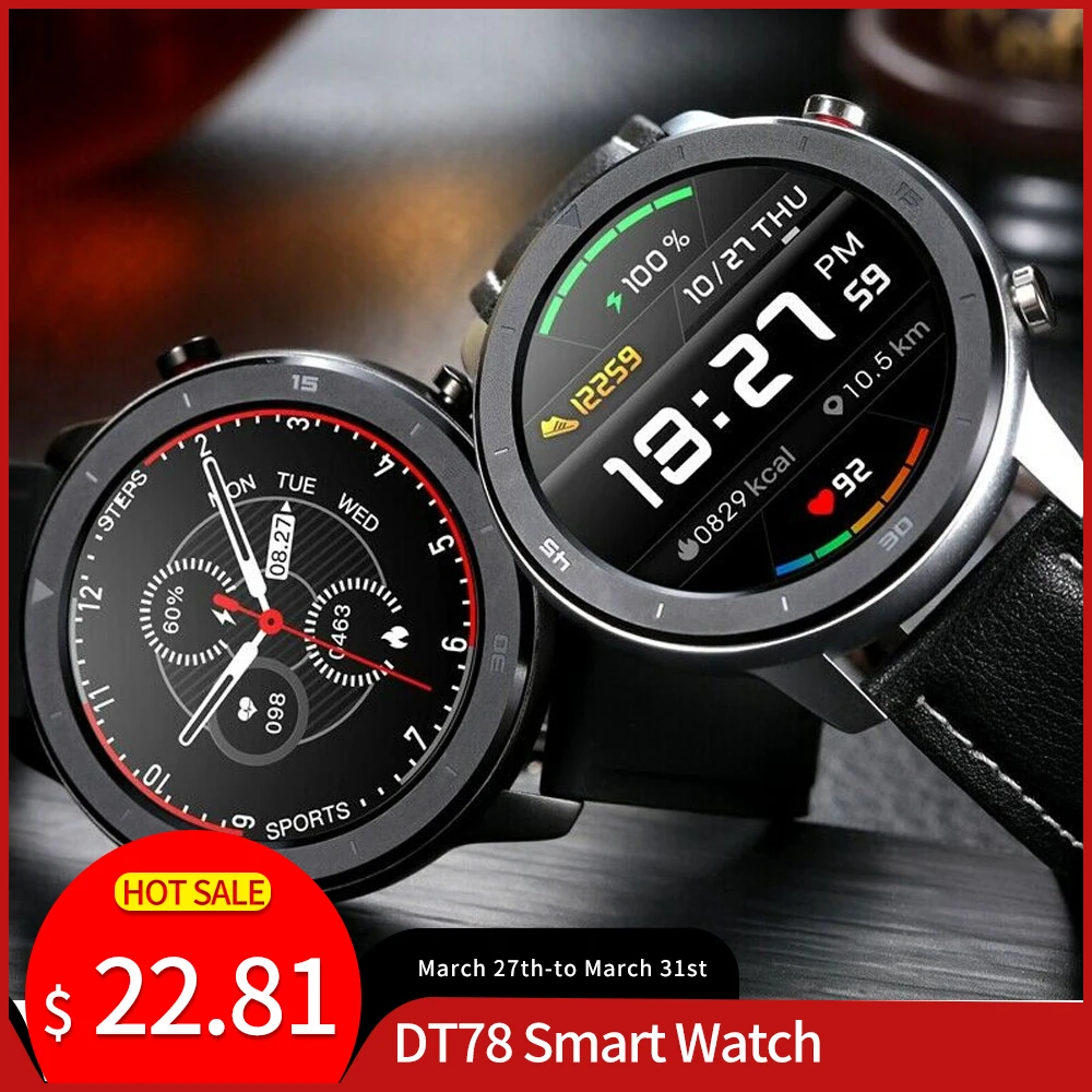 DT78 Smart Watch IP68 1.3inch Sport Men Women Wearable Running track call reminder heart rate bluetooth music | Электроника