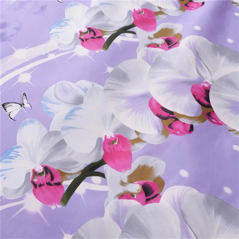 200*200cm Polyester Shower Curtain Butterfly Orchid Thickened Bathroom Bath Curtains Easy Clean Water Proof