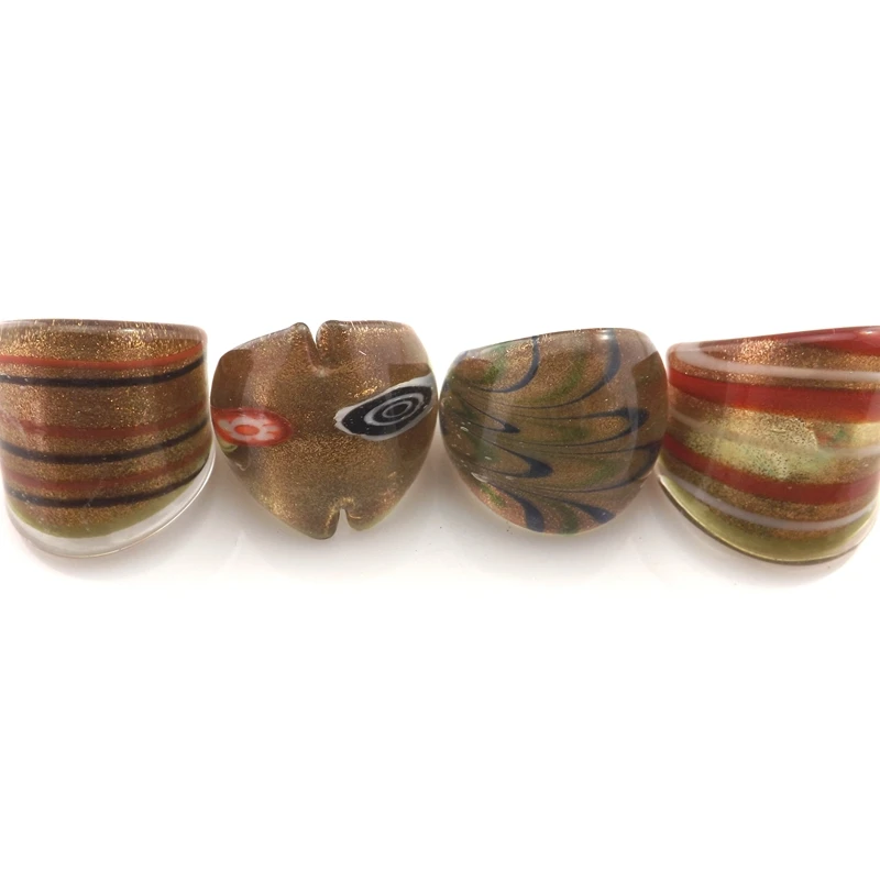 Mix Designed Lampwork Art Glass Rings, Golden Series Of Classical Style Murano Rings 12pcs/lot Free Shipping