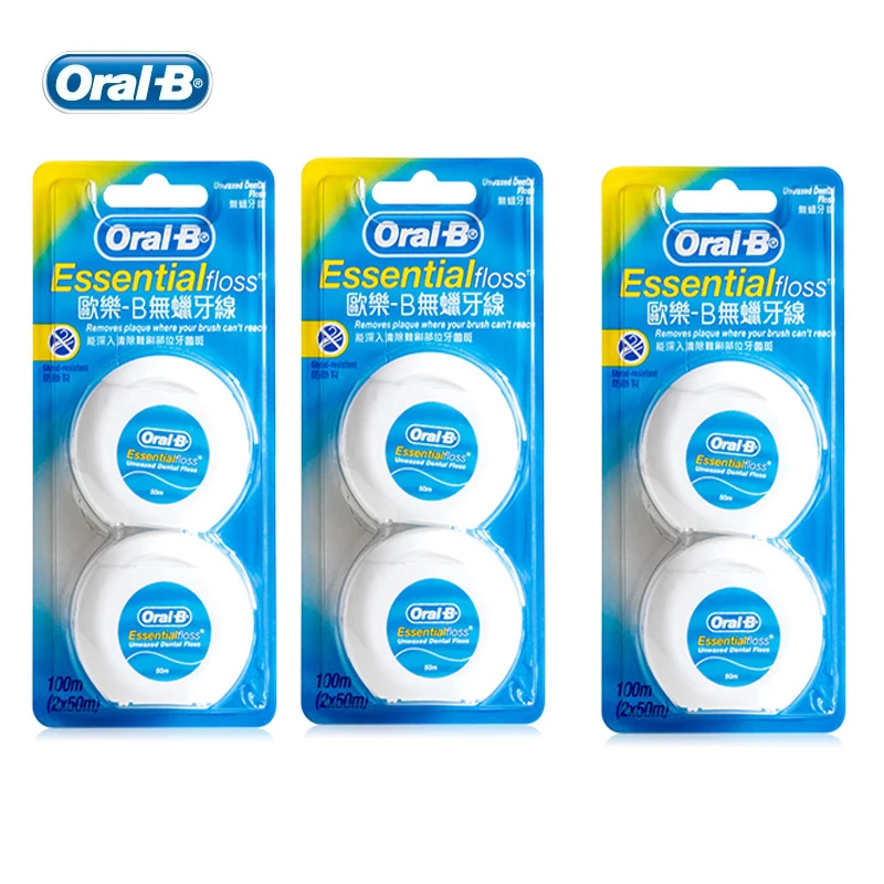 Oral B Essential Floss Удобная невощеная зубная нить Уход за деснами межзубная чистая