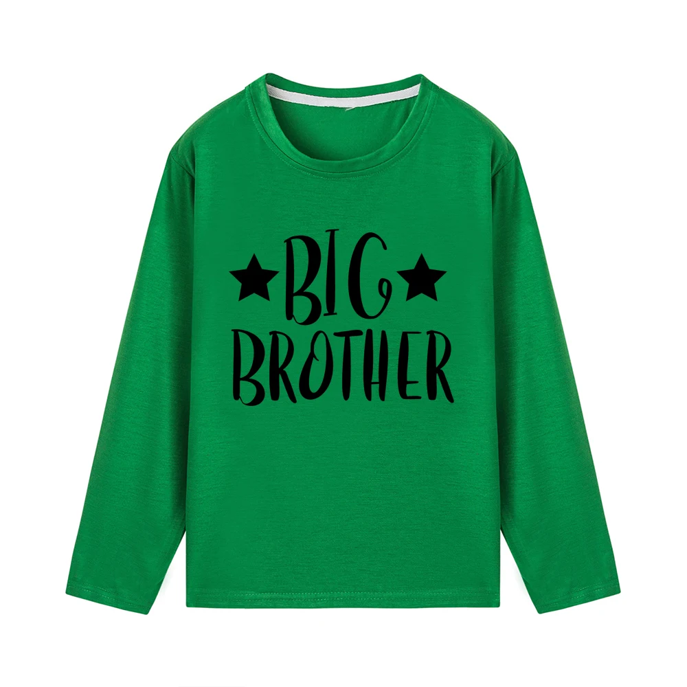 Детские футболки с длинными рукавами для мальчиков с надписью «Big Brother»; крутая Осенняя футболка с надписью «Brothers family look»; футболки; одежда для малышей - Цвет: 42W5-KLTGN-