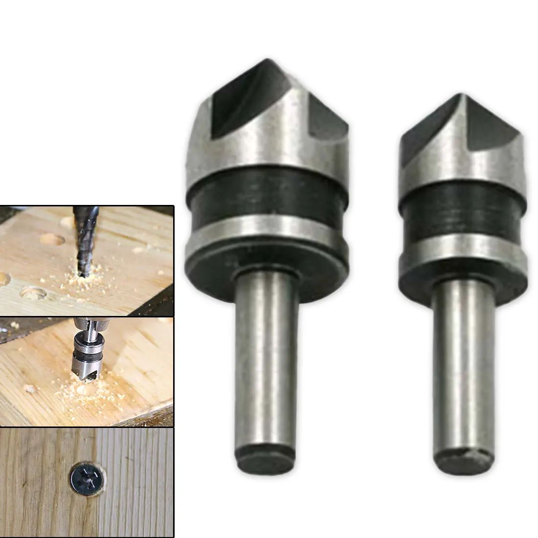 1/2-5/8 2pcs 5 Flute Countersink Drill Bit HSS 82 Degree Point Angle Chamfer Chamfering Cutter 1/4" Round Shank For Power Tool