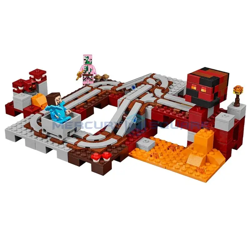 Nether Railway Building Blocks With Diamond Steve Action Figures Compatible My World Bricks Set Gifts Toys 21130 Nether Railway Building Blocks With Diamond Steve Action Figures Compatible My World Bricks Set Gifts Toys 21130
