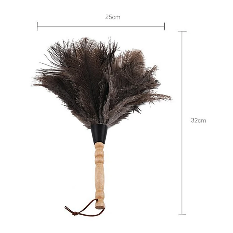 Горячая антистатические страусиные перья меховая щетка пылеочиститель деревянная ручка инструмента