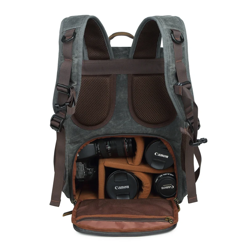 Coress Multi Purpose Batik Canvas Leather Camera Backpack Large DSLR  Bag Outdoor Travel Photo Bag For Nikon Canon Sony Notebook