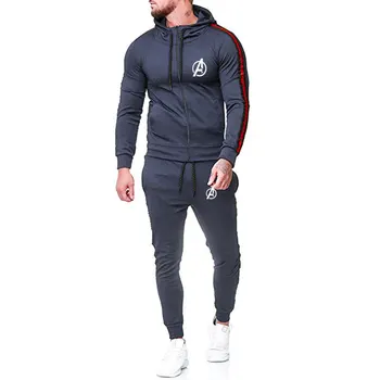

Mens Clothing Autumn Winter Mens Tracksuit Patchwork Striped Mens Track Suit Set Zipper Hooded Coats Drawstring Long Pants Men