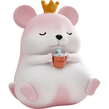 

Cute Cartoon Resin Simulation Animal Hamster Piggy Bank Decoration Milk Tea Shop Storage Rack Ornaments Art&Craft X4030