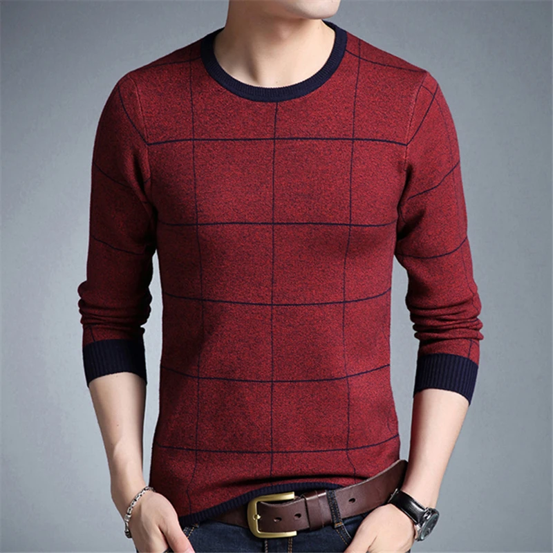 Liseaven пуловер Свитера мужские повседневные трикотажные толстые свитера мужские Masculino Одежда Мужские пуловеры с длинным рукавом - Цвет: Красный