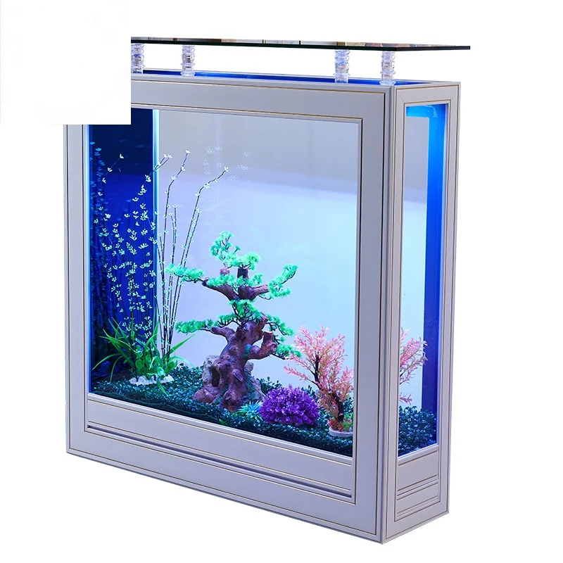 Licht Luxe Aquarium Thuis Vloer Grote Deelgebieden Glas Aquarium Ecologische Verandering Water Nieuwe|Aquariums & reservoirs| -