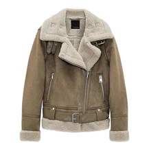 

Winter Women's Jacket Faux Fur Leather Jackets Women Wool Coat Thick Motorcycle Jackets Vintage Suede Lambswool Coats Outerwear