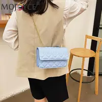 Fashion Women PU Leather Diamond Lattice Thin Chain Shoulder Crossbody Bag Portable Travel Solid Color Mini Square Handbags 5