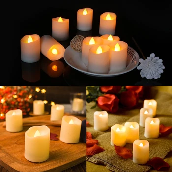 

12pcs LED Simulation Candle Led Tea Light Electric Concave Flameless Party Lamp New Year Candles Weeding Decoration Dropshipping