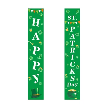 

St. Patrick's Day Porch Sign Shamrock Welcome Hanging Sign Lucky Bunting Banner Door Hanging Decorations