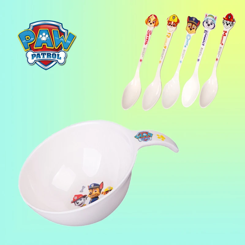 

Paw Patrol Children's Tableware Anti-drop Cartoon Melamine Bowl Spoon Combination Patrulla Canina Baby Tableware Spoon 2S00