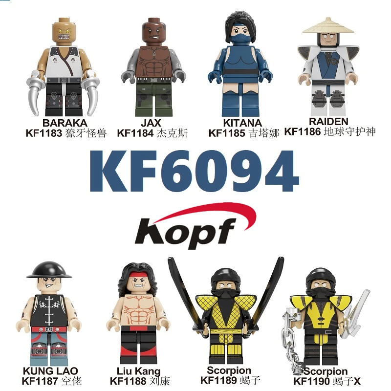 

Single Sale Building Blocks Famous Game Mortal Kombat Baraka Jax Kitana Raiden Kung Lao Figures Model Toys For Children KF6094