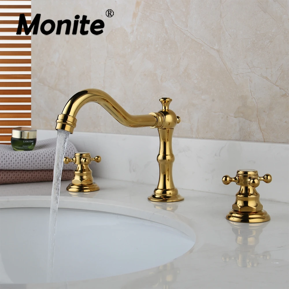 Античный латунный Смеситель для ванной и кухни Monite смеситель раковины 2 ручки 3