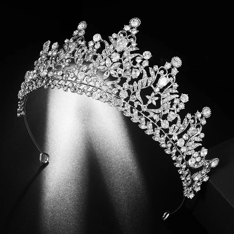 Diadème En Cristal Couronne Princesse - Accessoire Pour Mariage, Anniversaire, Halloween Et Fêtes (Or/Argent)