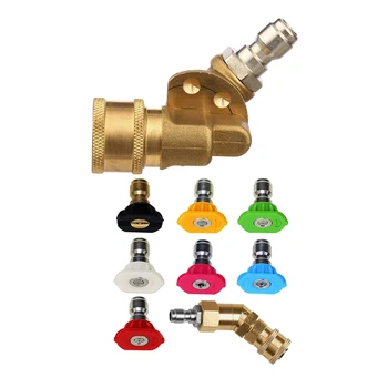 

1pcs Quick Connecting Pivoting Coupler 4500 Psi, Updated 90 Degree & 1 set Pressure Washer Accessories Kit,7 Power Washer Spray