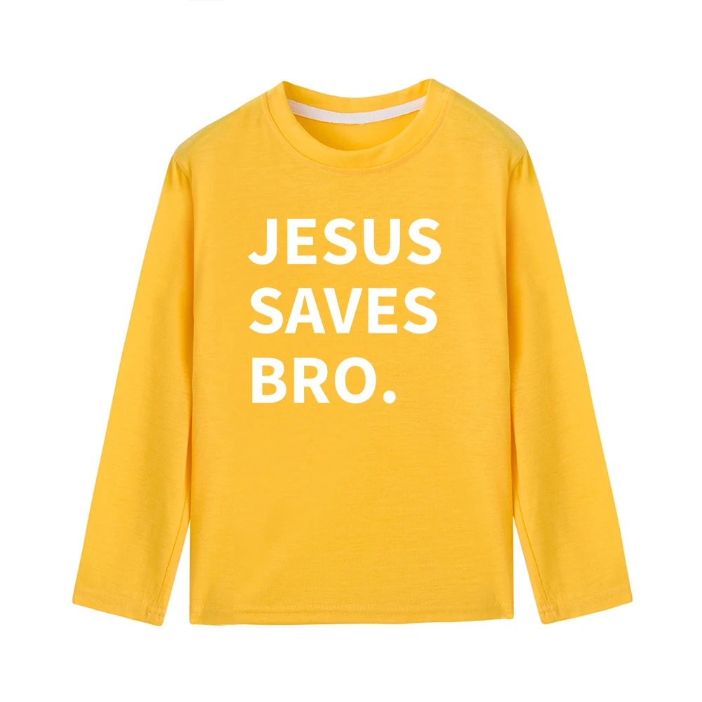 Jesus Saves Bro/Детская осенняя рубашка для игр детская футболка с буквенным принтом, унисекс, для мальчиков и девочек, забавная верхняя одежда - Цвет: 48R2-KLTYE-