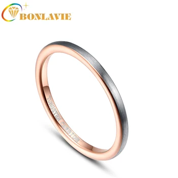 

2020 Nuncad 2mm Width Surface Brushed Inner Ring Rose Gold Tungsten Steel Ring Promise Anel Masculino Tungsten Carbide Ring