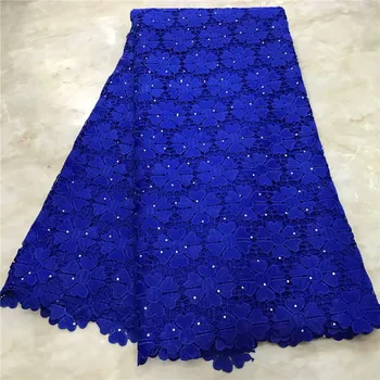 

RoyalBlue 5yards water soluble guipure lace fabric african cord lace fabric with stone nigerian lace fabrics african lace fabric