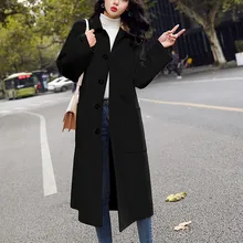 JAYCOSIN, Осеннее и зимнее шерстяное пальто для женщин, длинное, корейский стиль, женская однотонная верхняя одежда, свободная шерстяная куртка, пальто 909W