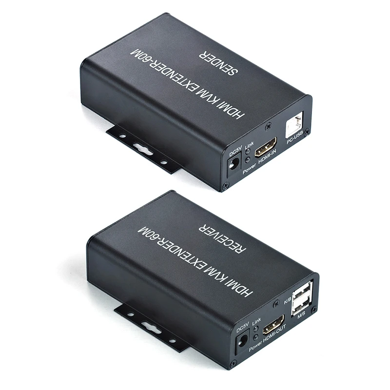 1 пара 60 м видео удлинитель адаптер HDMI-совместимый KVM USB-A клавиатура мышь
