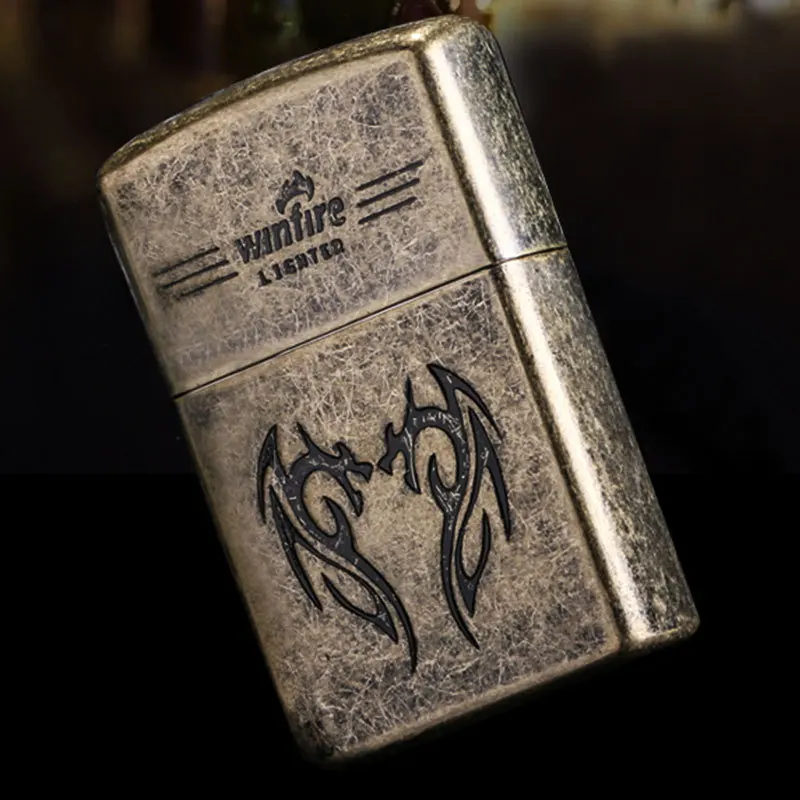 

Metal Emboss Oil Lighter Flint Free Fire Kerosene Grinding Wheel Lighter Gasoline Refillable Cigarette Retro Gadgets For Men