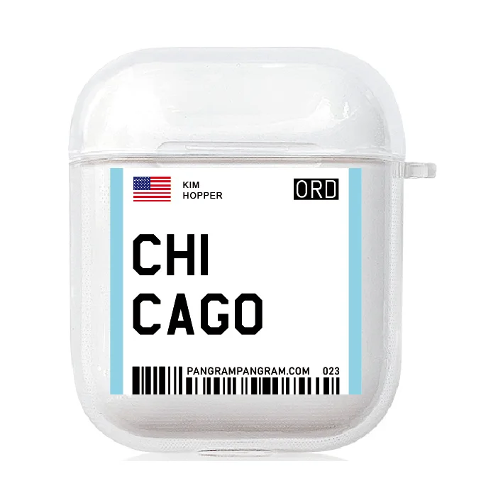 Chicago Модный чехол для Авиаперелета с крючком для Apple AirPods 2& 1 Pro, мягкий чехол для зарядки из ТПУ, беспроводной Bluetooth, чехол для наушников, посадочный талон - Цвет: Chicago