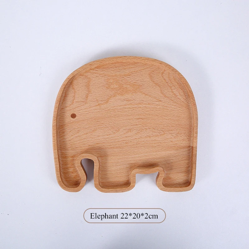 XZJJA милая форма животных посуда детская деревянная доска Детский хлеб фруктовый десерт блюдце из цельного дерева Снэк лоток домашняя безделушка посуда - Цвет: Elephant 22x20x2 cm