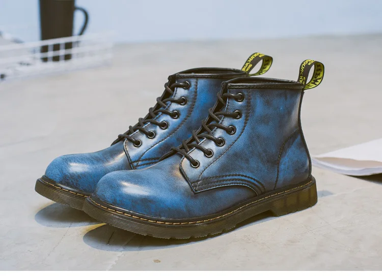 Мужские ботинки doc martins; красивые ботинки Dr Martins в британском стиле; винтажные классические военные ботинки из натуральной кожи; Мужская обувь в байкерском стиле на толстом каблуке