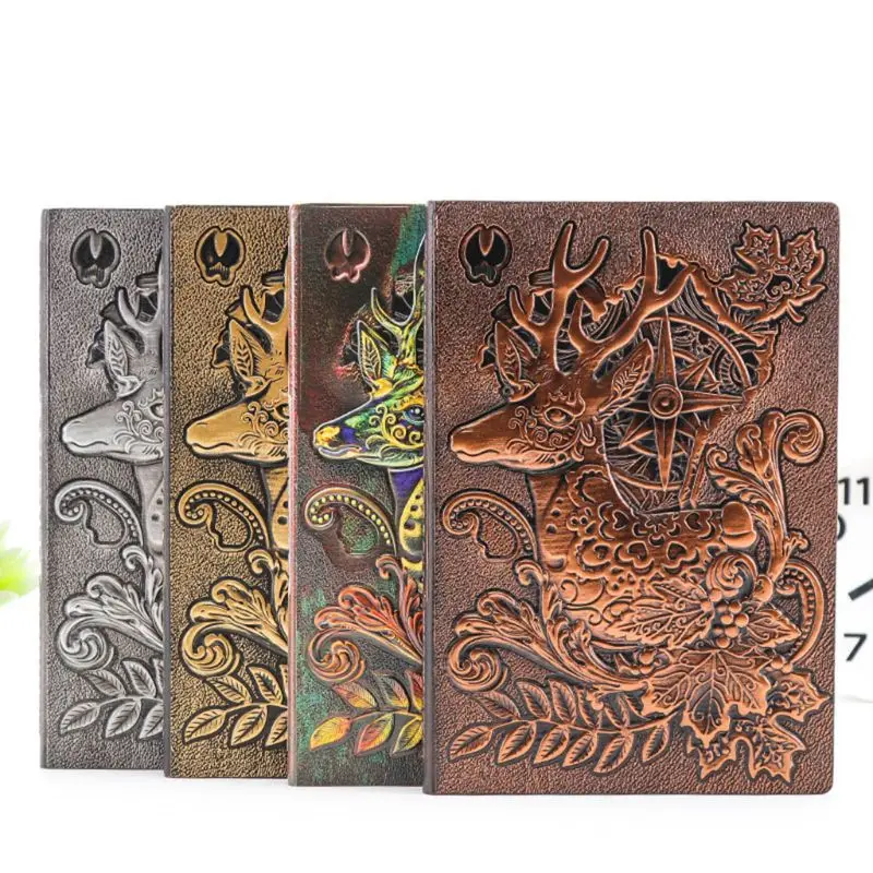 Creative Deer Embossed A5 Leather Notebook Journal Notepad Travel Diary Planner Book School Office Supplies
