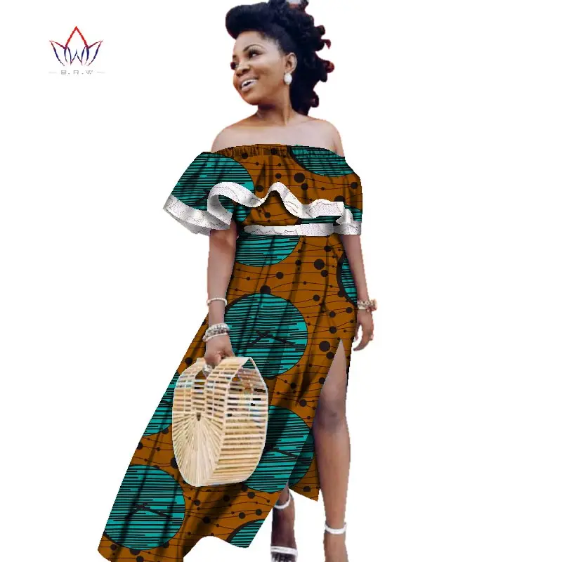 Модное традиционное Африканское платье для женщин Новинка Vestidos кружевная кайма Сексуальная африканская одежда размера плюс вечерние платья BRW WY2581 - Цвет: 34